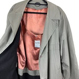 Kenneth Barnard Vintage Trench Coat Sage Green Cotton Lined Long Coat Mens 46R